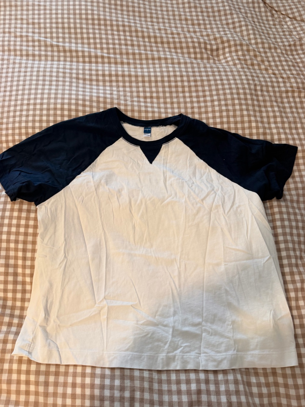 Old Navy Navy Baseball L Short Sleeve Shirt - White & Navy